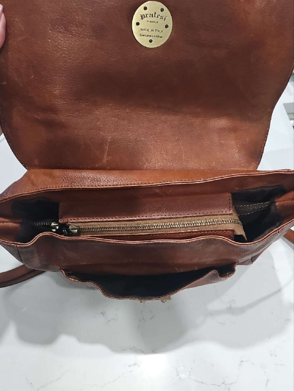 Pratezi Firenze - Brown Leather Satchel Handbag - Picture 7 of 12